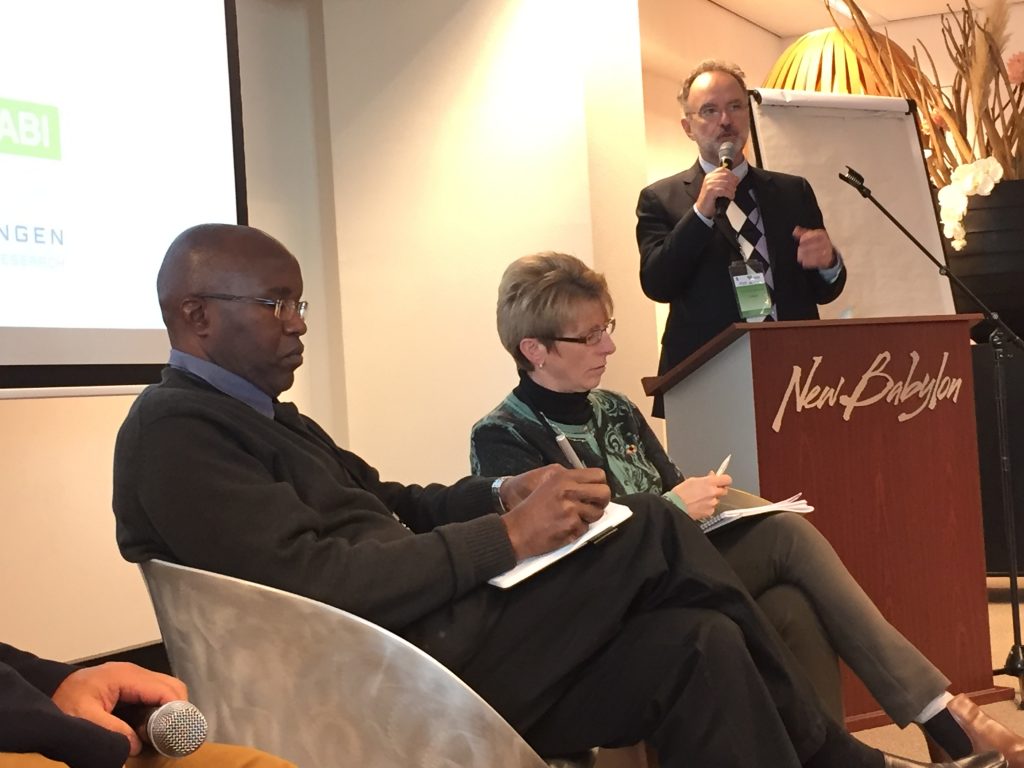 Image of Kiringai Kamau - Executive Director at CANIS, University of Nairobi; Andrea Powell - Chief Information Officer - CABI; André Laperrière - Executive Director, GODAN 